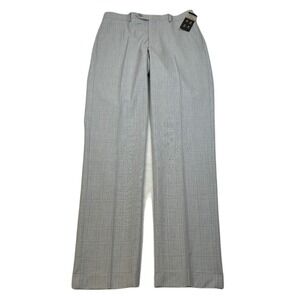 Alfani‎ Slim Fit Dress Pants Mens 32x34 Light Grey Plaid Stretch NEW